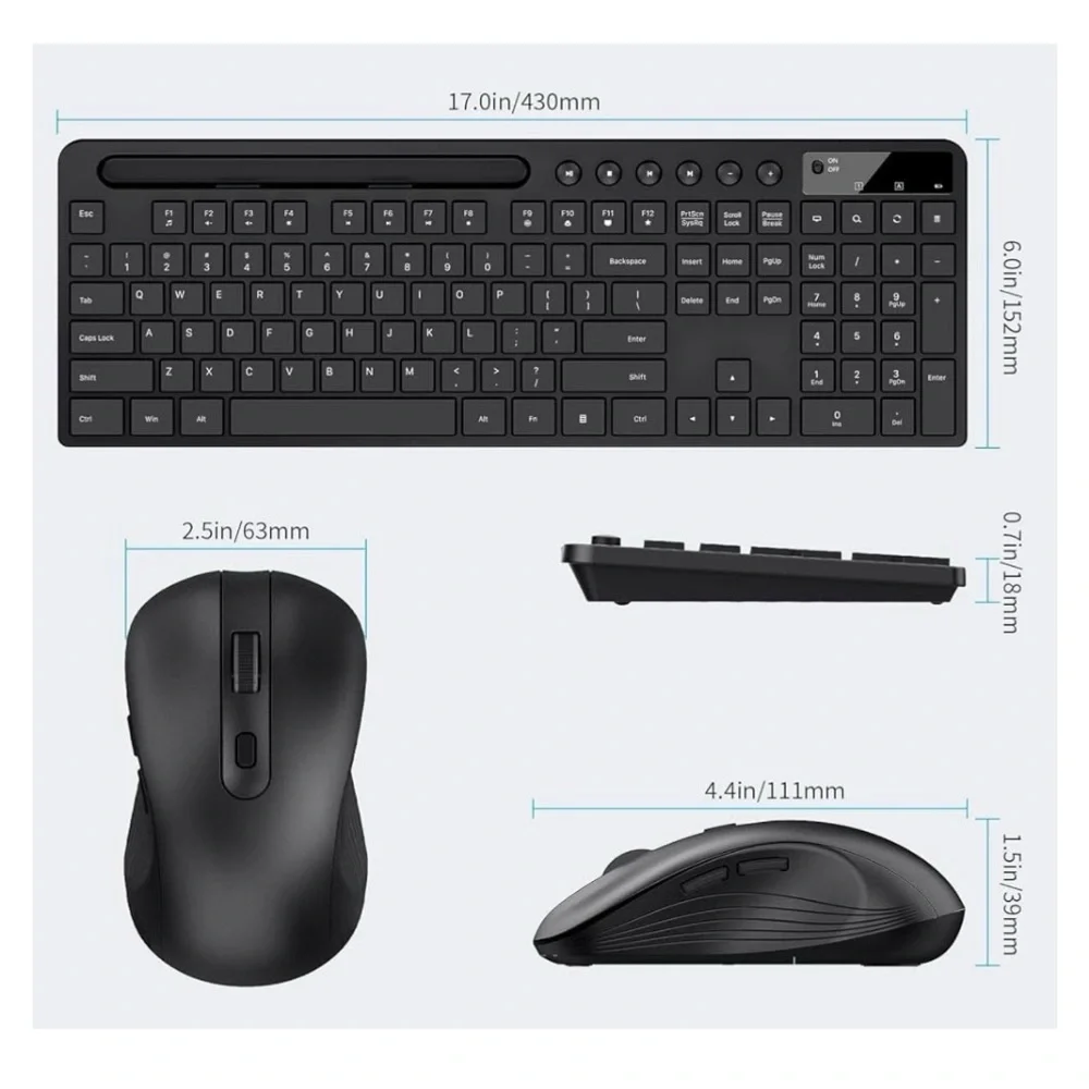Sleek Black Wireless Keyboard and Mouse Set